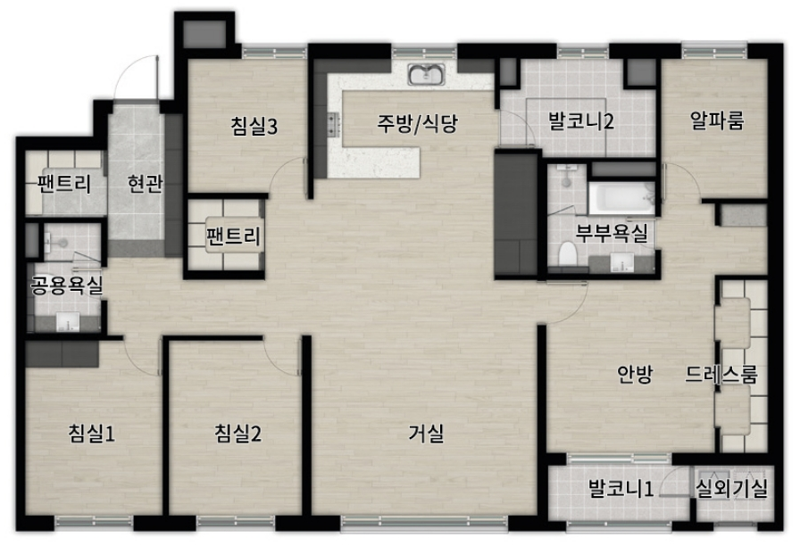 강릉 우미린 125A 평면도