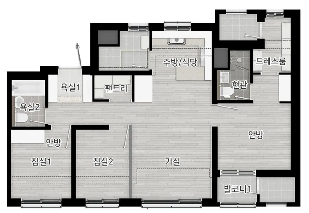 오남역 서희스타힐스 여의재 3단지 59A 타입 평면도