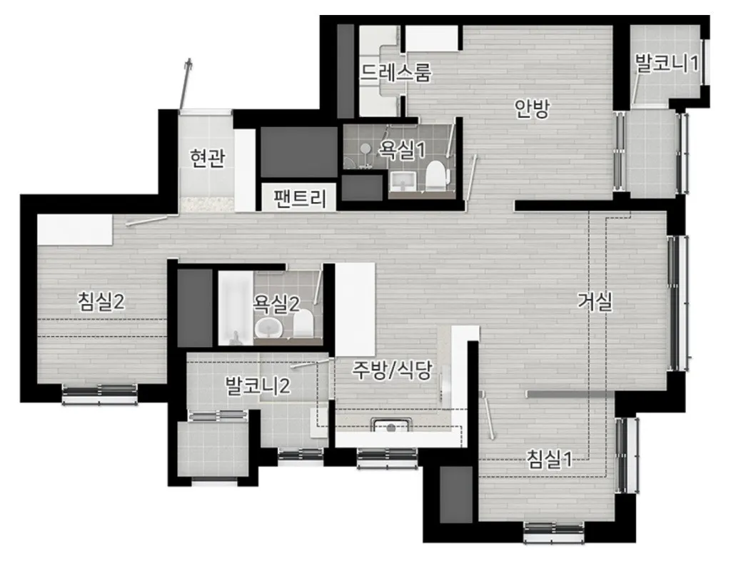 오남역 서희스타힐스 59B타입 평면도